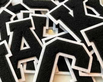 New 4.5inch Chenille iron on letter, varsity black felt, alphabet, Iron On Patches, high quality