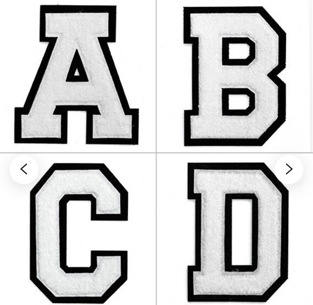 6.5inch Large Chenille Iron on Letter, Varsity White Felt, Alphabet, Iron on Patches, High