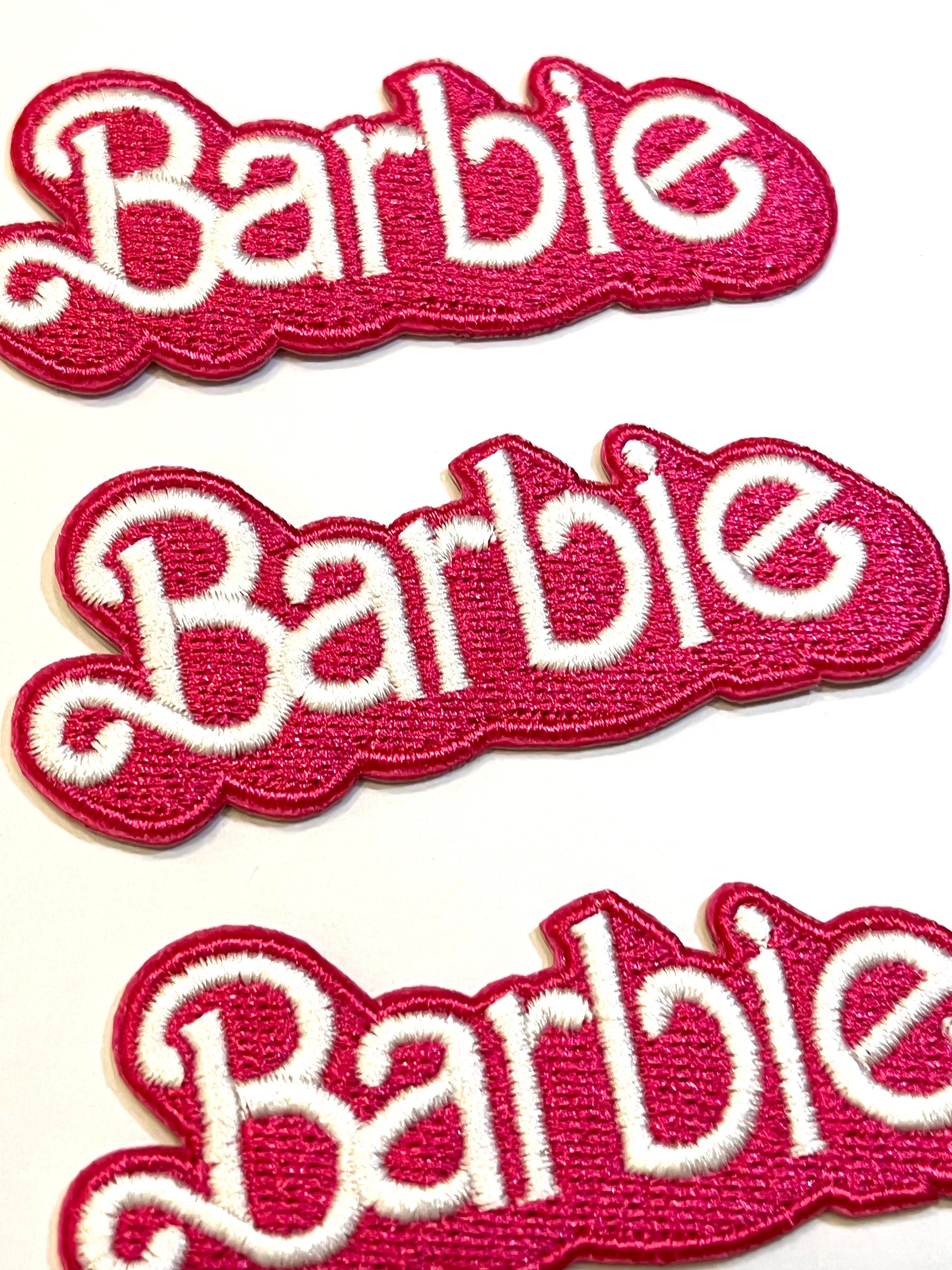 Barbie Name Logo 3 Inches Wide Embroidered Iron On Patch