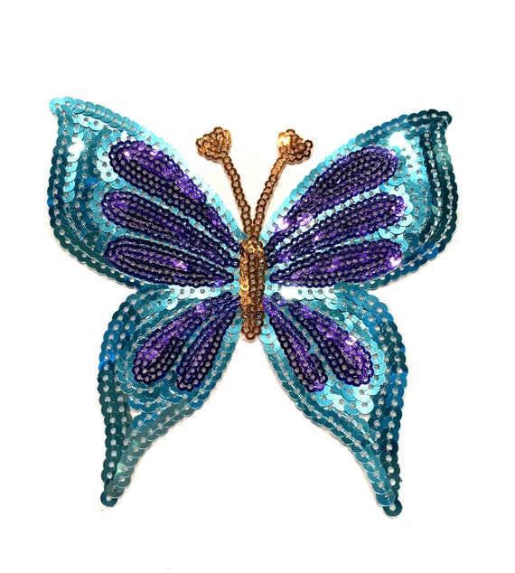 Butterfly Sequin Iron on Patches, 4.8inch Large Size , Free Shipping 