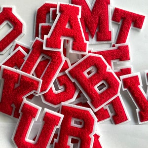 New 2.5inch Chenille iron on letter, varsity red felt, alphabet, Iron On Patches, high quality