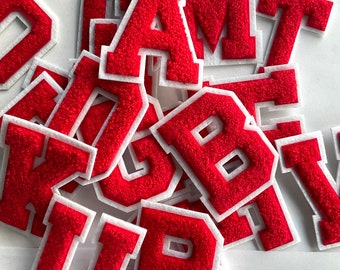 New 2.5inch Chenille iron on letter, varsity red felt, alphabet, Iron On Patches, high quality