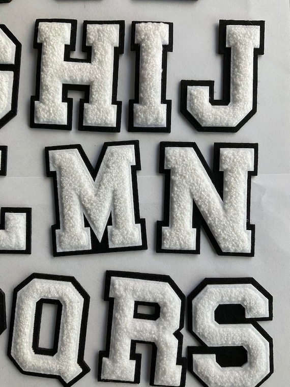 New 2.5inch Chenille Iron on Letter, Varsity White Felt, Alphabet, Iron on  Patches, High Quality 