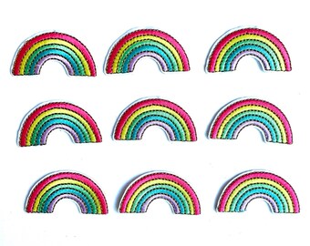 9pcs rainbow stickers, iron on patches embroidered, heat transfer, iPhone sticker