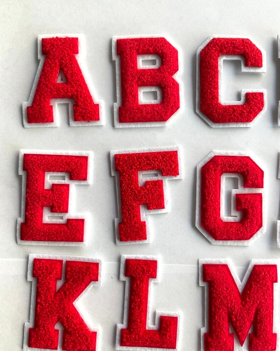 New 4.5inch Chenille Iron on Letter, Varsity White Felt, Alphabet