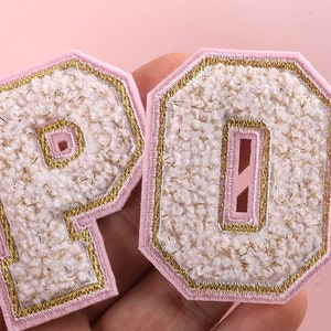 New 2 inch Metallic Chenille iron on letter, varsity pink felt, alphabet, Iron On Patches, high quality
