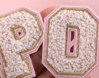 New 2 inch Metallic Chenille iron on letter, varsity pink felt, alphabet, Iron On Patches, high quality