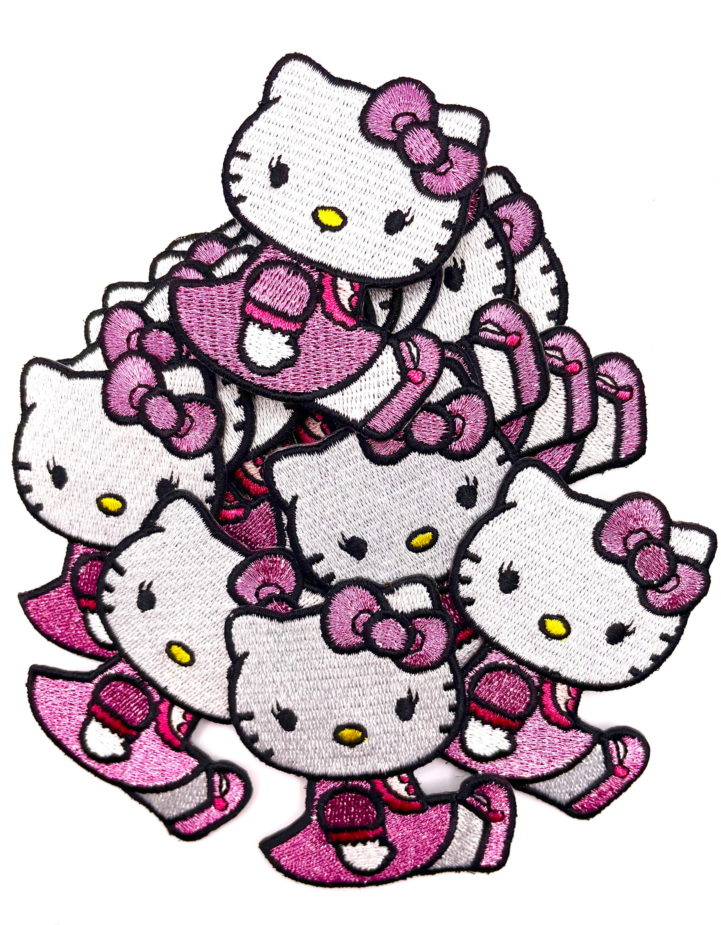 HELLO KITTY HUG, Officially Licensed, Iron-On / Sew-On, Embroidered PATCH -  3 x 3.5 