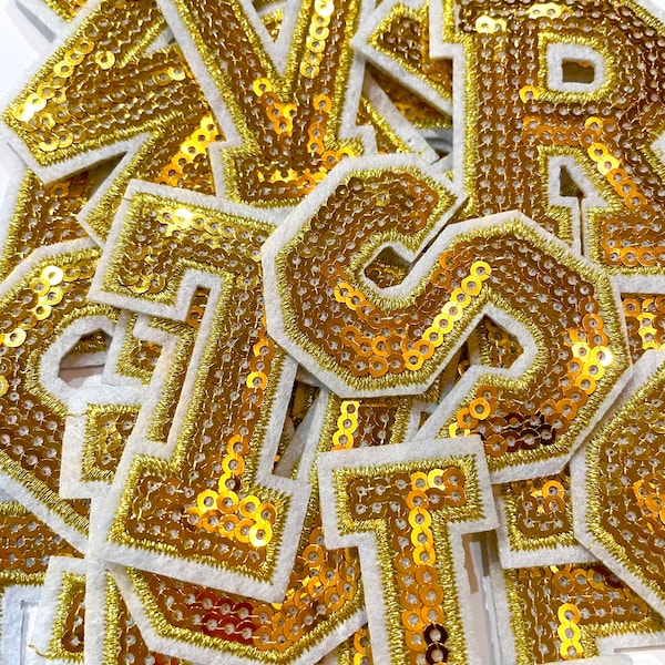 Iron on Sequin Embroidered Letter Etsy