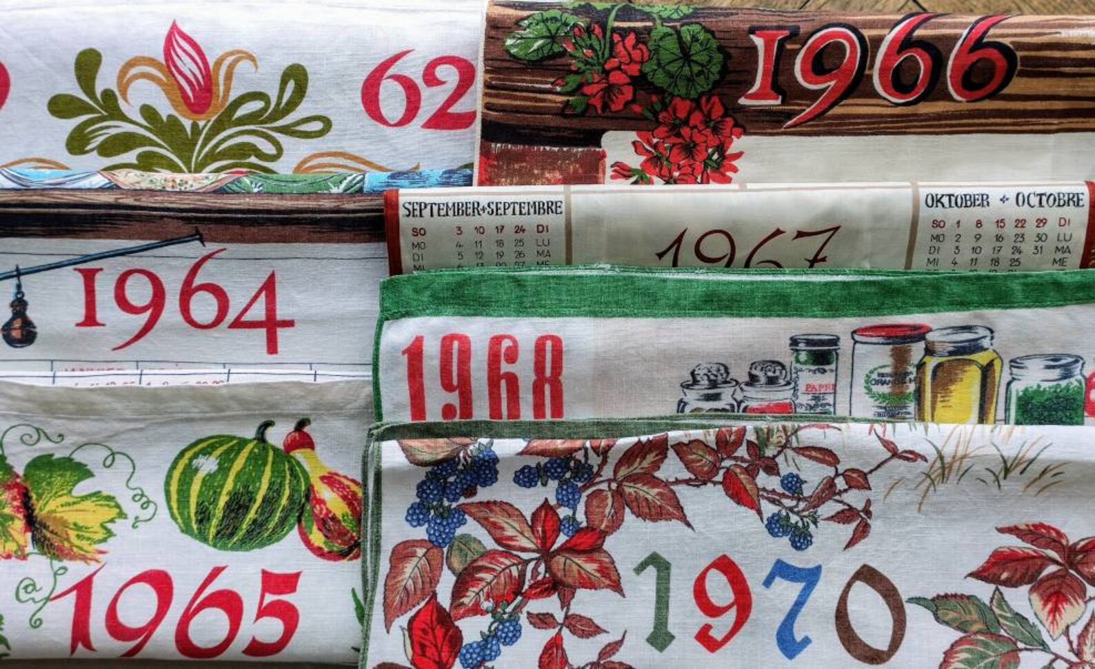 Vintage Calendars Kitchen Towels. Tea Towels 1962 1964 Etsy