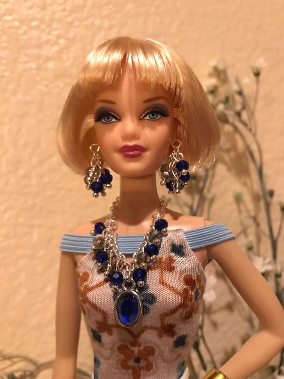 Handmade Jewelry for Barbie Simulated Birthstone Necklace And Earrings