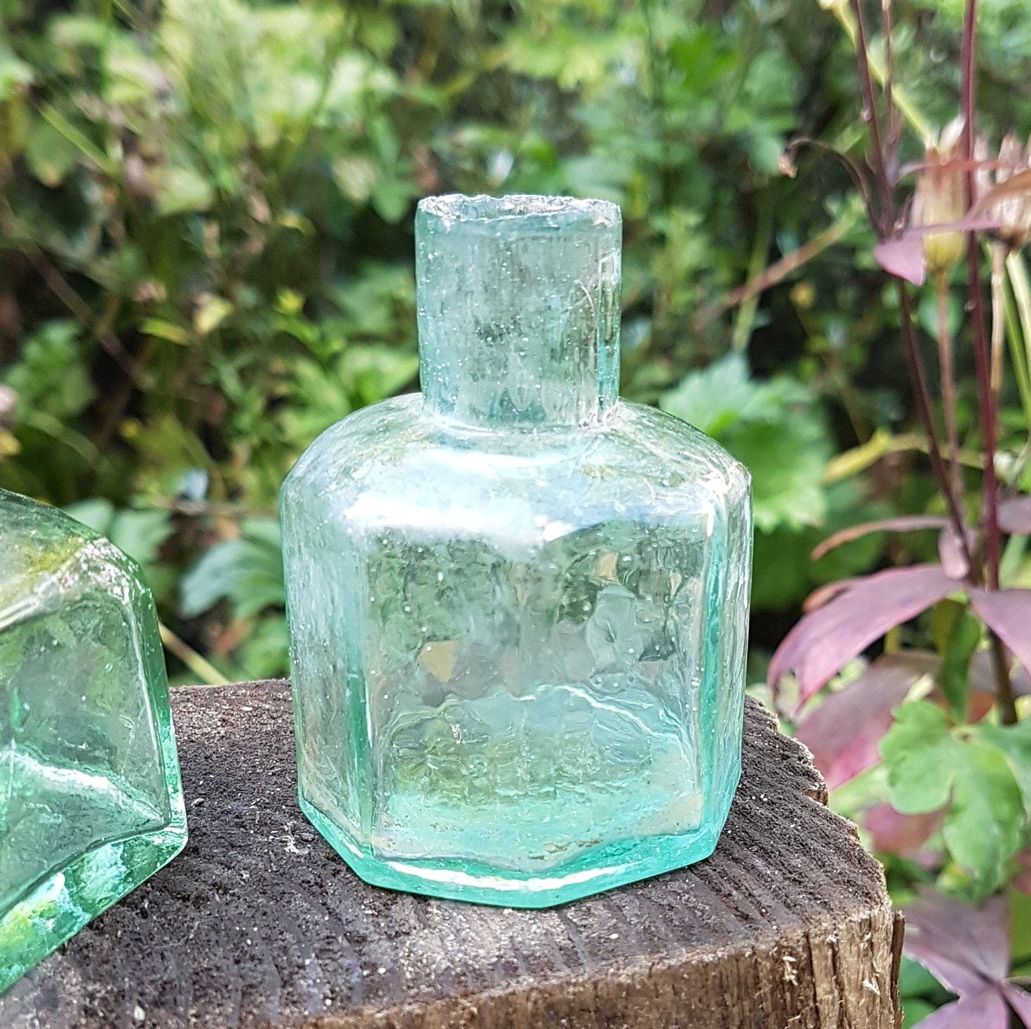 Three Late Victorian Glass Ink Wells of various styles lovely Etsy