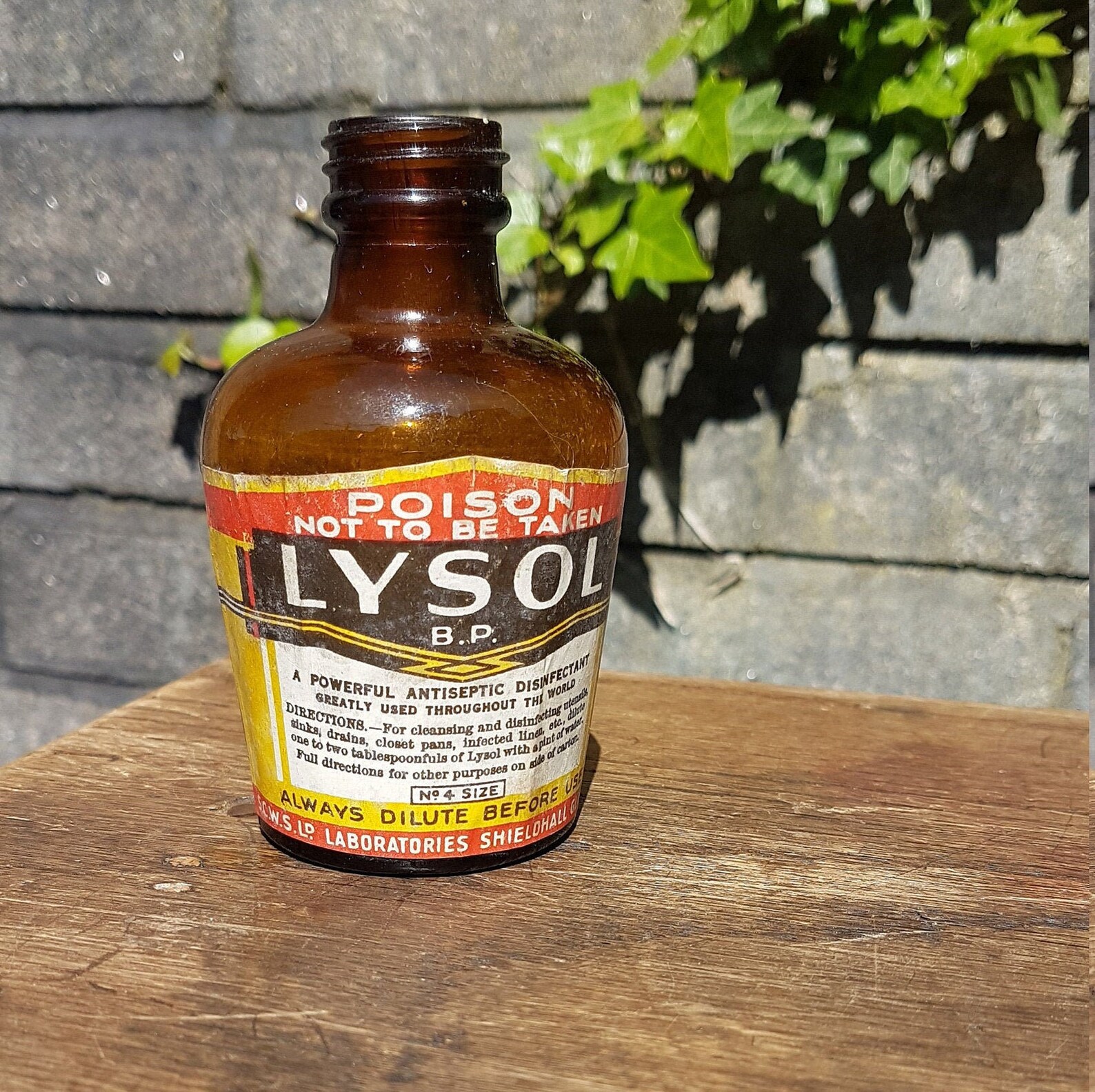 Vintage Lysol bottle amber bottle c1920 with original label to Etsy
