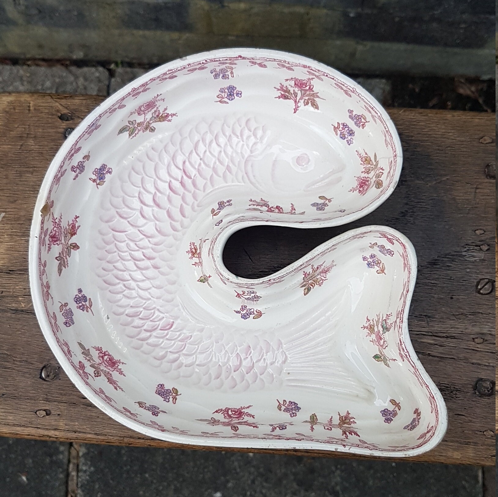 Victorian or Regency Large Ceramic Floral Fish Serving Dish or Etsy