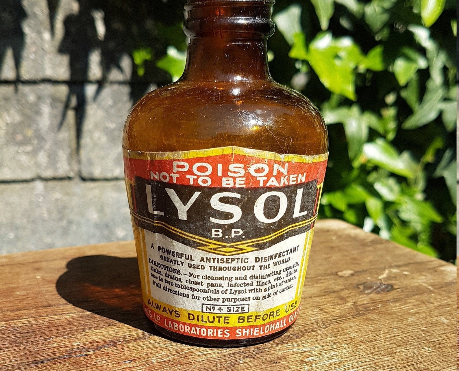 Vintage Lysol bottle amber bottle c1920 with original label to Etsy
