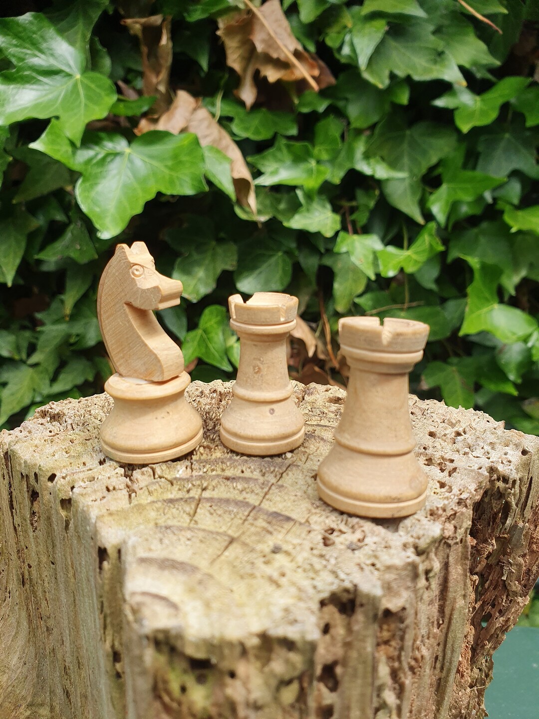 Vintage Staunton Style White & Black Rook or Castle Chess Piece Antique ...
