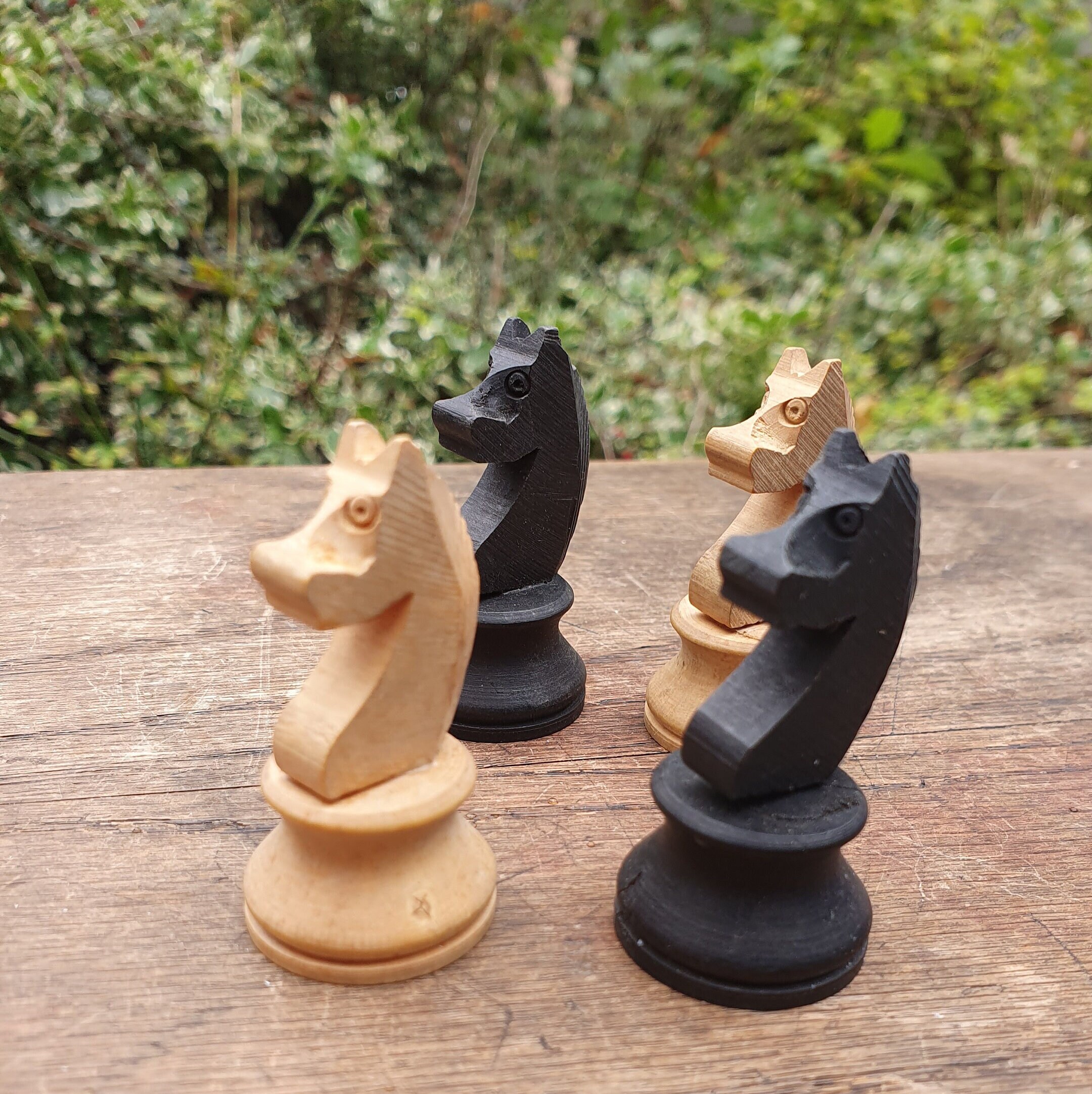 Vintage Staunton Style White & Black Rook or Castle Chess Piece Antique ...