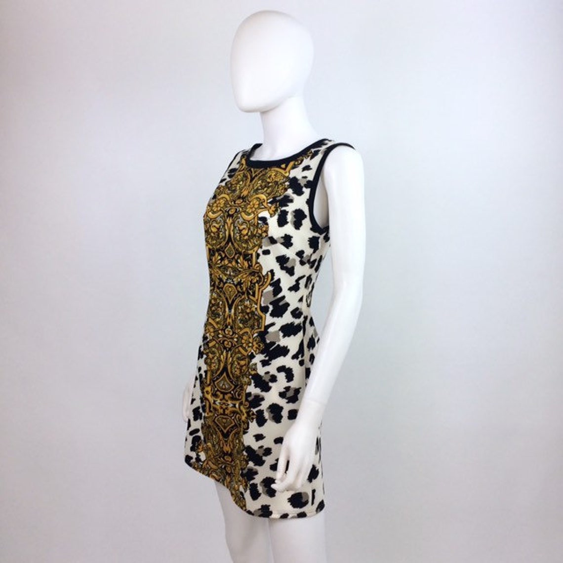 White and Black Leopard Print Shift Dress Animal Print Dress - Etsy