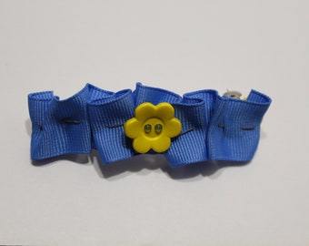 Ukraine hair barrette proceeds support Ukrainian refugees bow blue ribbon yellow flower clip stand with Ukraine