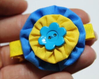 Ukraine hair clip barrette proceeds support Ukrainian refugees stand with Ukraine blue yellow sunflower