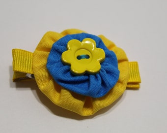 Ukraine hair clip barrette proceeds support Ukrainian refugees stand with Ukraine blue yellow sunflower