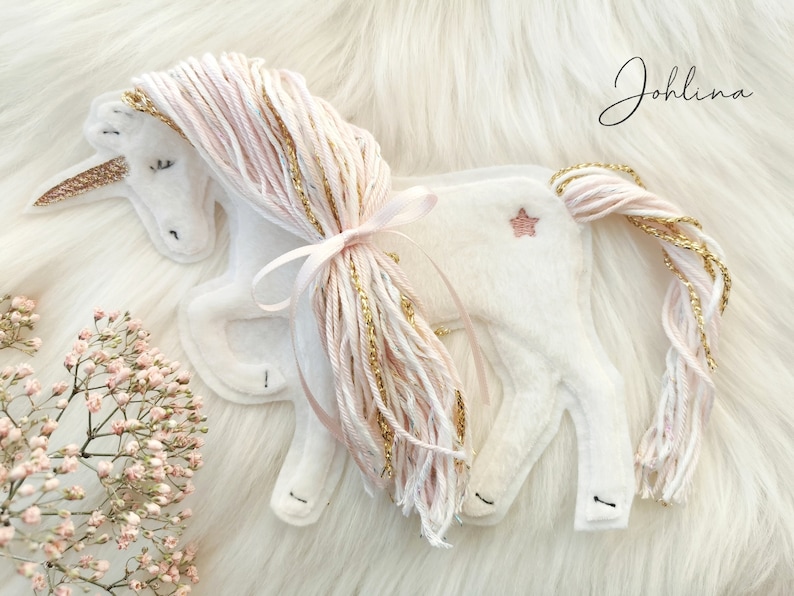 Aufnäher Einhorn beige rosa Applikation Patch von Stickherz Johlina Bild 5