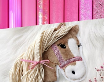 Aufnäher Pferd Pony Lulu pink Patch Johlina Stickherz Applikation