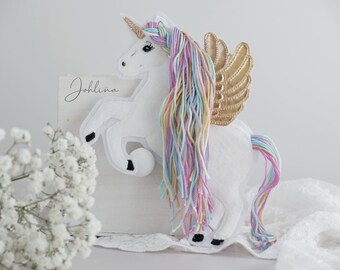 Aufnäher Pegasus Einhorn  Regenbogen pastell Applikation Patch Stickherz Johlina