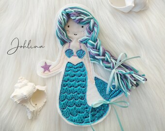 Aufnäher Meerjungfrau Nixe Applikation Patch von Stickherz Johlina Schultüte Zuckertüte aqua lila