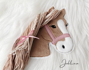 Aufnäher Pferd Applikation Pony Lulu mittelbraun Patch von Johlina Stickherz