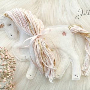 Aufnäher Einhorn Applikation Patch weiß rosa gold Stickherz Johlina Bild 2