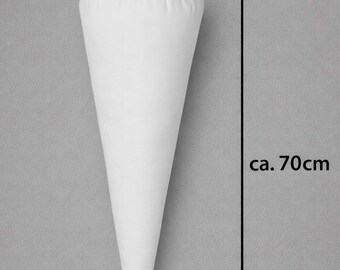 May include: A white, cone-shaped object, approximately 21 inches tall and 21 inches wide at the top. The object is made of a soft, opaque material and tapers to a sharp point. The text "ca. 54cm" and "ca. 70cm" are visible.
