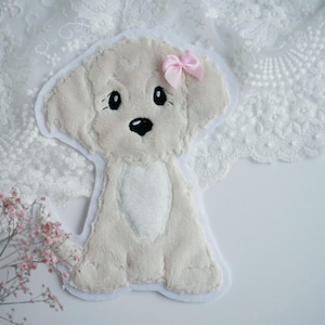 Aufnäher kleiner Hund creme Stickherz