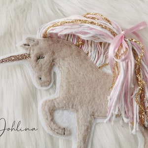 Aufnäher Einhorn beige rosa Applikation Patch von Stickherz Johlina Bild 4