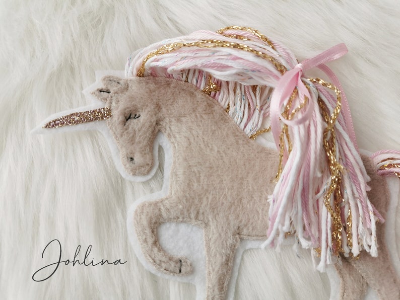 Aufnäher Einhorn beige rosa Applikation Patch von Stickherz Johlina Bild 4