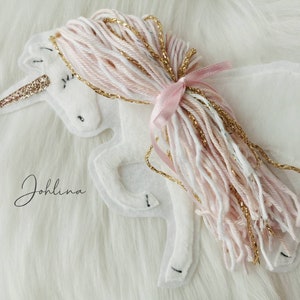 Aufnäher Einhorn Applikation Patch weiß rosa gold Stickherz Johlina Bild 7