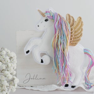 Aufnäher Pegasus Einhorn Regenbogen pastell Applikation Patch Stickherz Johlina Bild 2