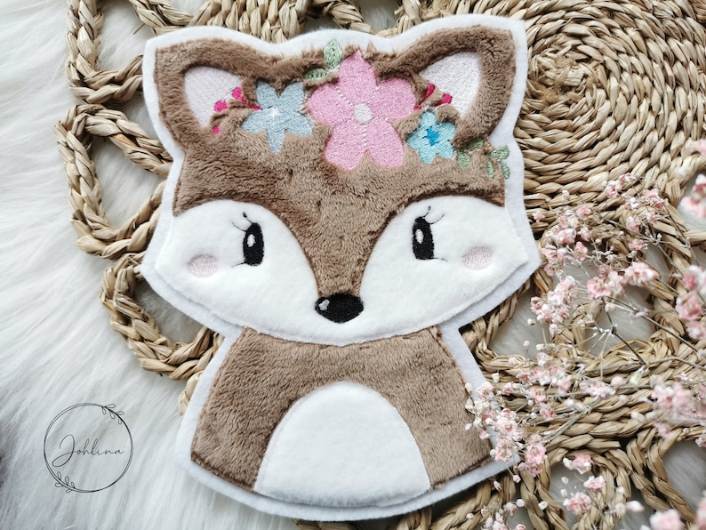 Aufnäher Boho Fuchs Mädchen Applikation Patch von Stickherz für Jacken Schultüte Johlina Bild 1