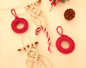 Macrame Christmas Ornament Set, Christmas Decor, Handmade Xmas Decoration,  Christmas Gift For Friend