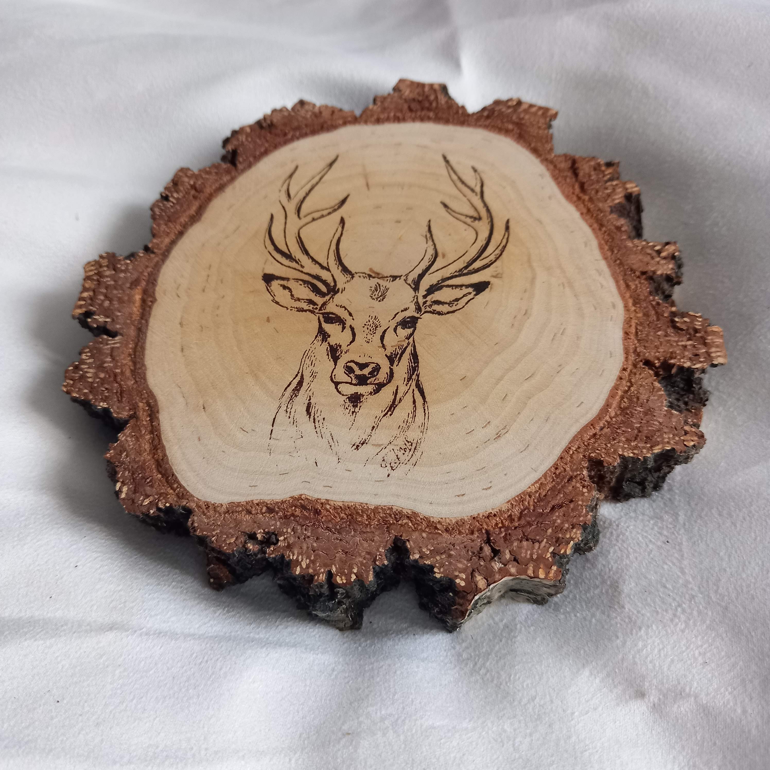 Natural Wooden Coasters Set Deer Animal Rustic Coasters Deer Etsy