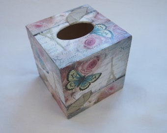 Eiffel Tower themed tissue box cover, Paris wooden tissue box, romantic giftEaster boxMother's gift