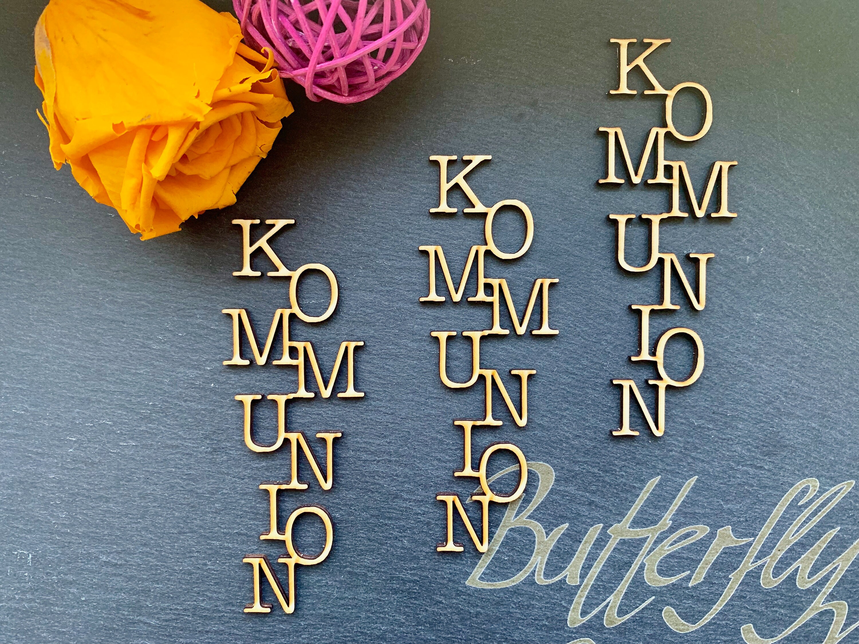 Lasercut 3x communion Lettering Wood Crafts Table Decoration DIY Church ...