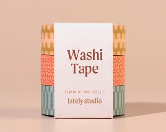 Gemustertes Washi Tape Bundle - 3er Set Tapes - Paper Tapes UK - Journals & Scrapbooking