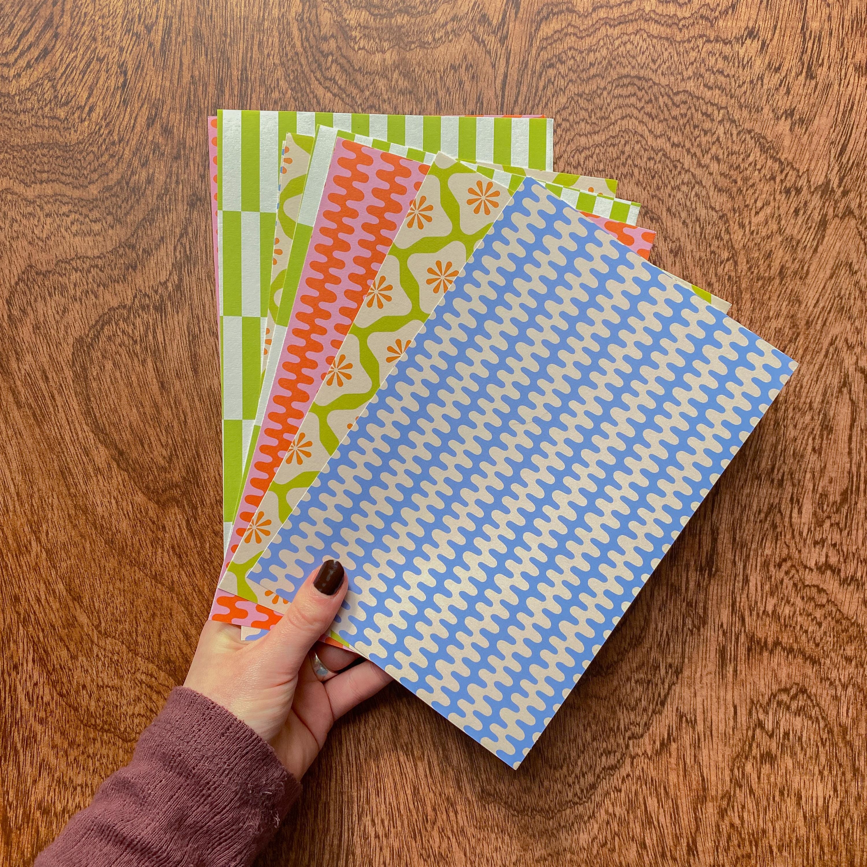 Patterned Craft Paper Malta Colourful Pattern Craft Paper Pack - 8 Sheets of Crafting Paper - Retro ...
