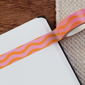 Wiggle Washi Tape - Gewelltes Pink und Orange gemustertes Washi Tape - Groovy Paper Masking Tape für Bullet Journals UK - Plastikfrei