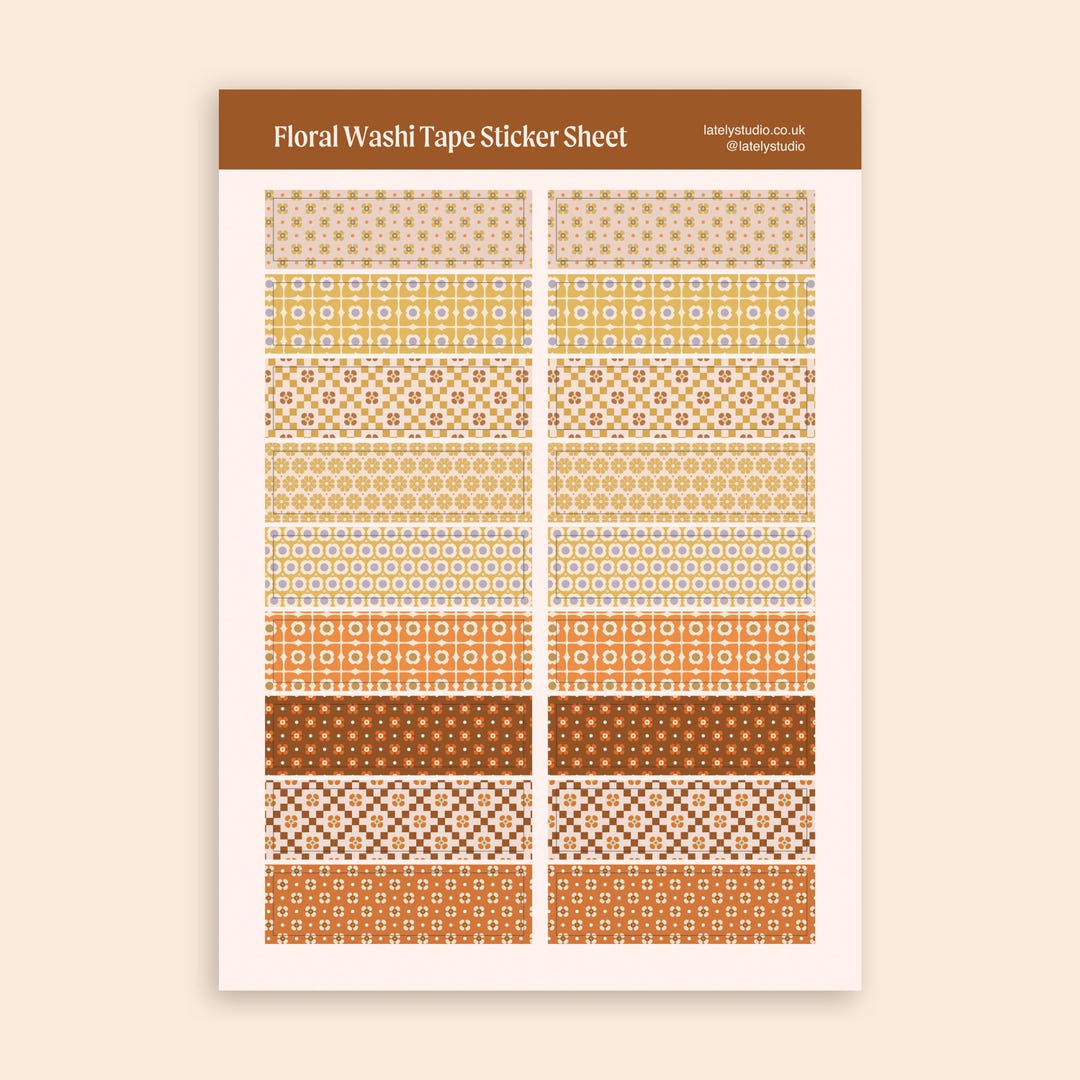 Floral Washi Tape Sticker Sheet - A5 Journalling Stickers for ...