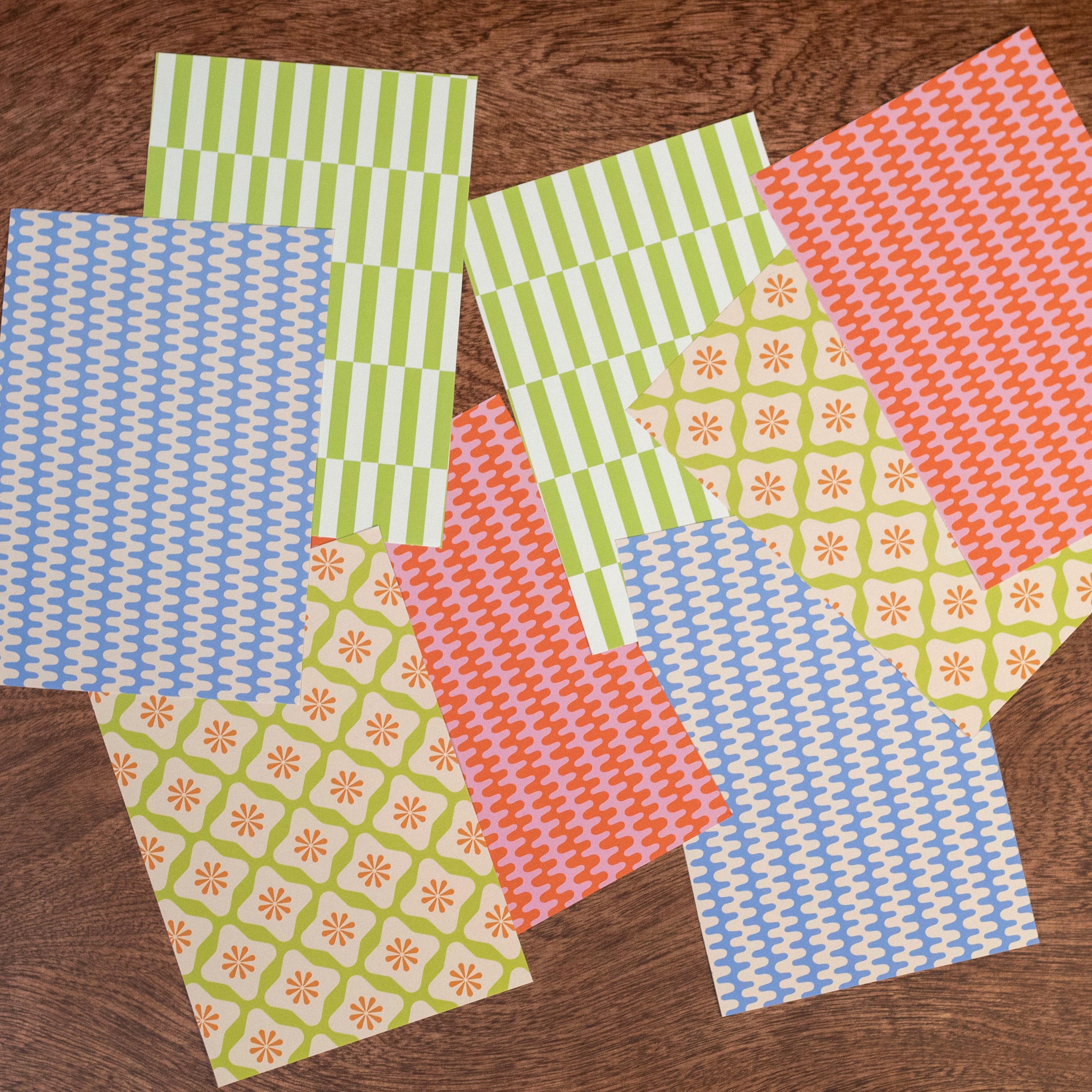 Patterned Craft Paper Malta Colourful Pattern Craft Paper Pack - 8 Sheets of Crafting Paper - Retro ...