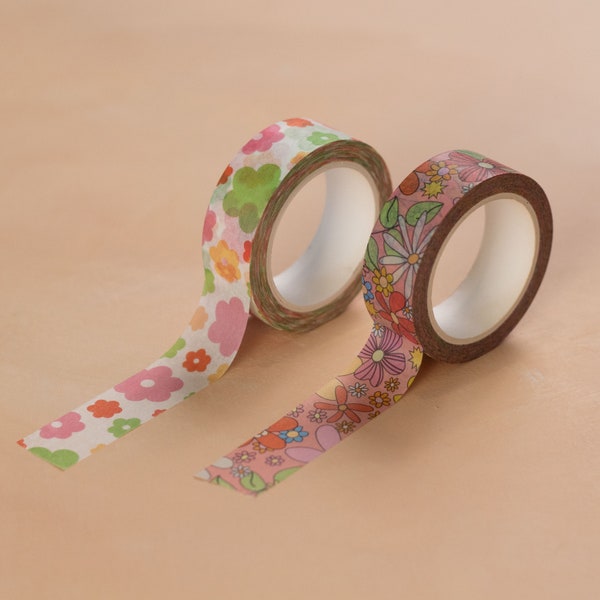 Pink Floral Washi Tape Etsy