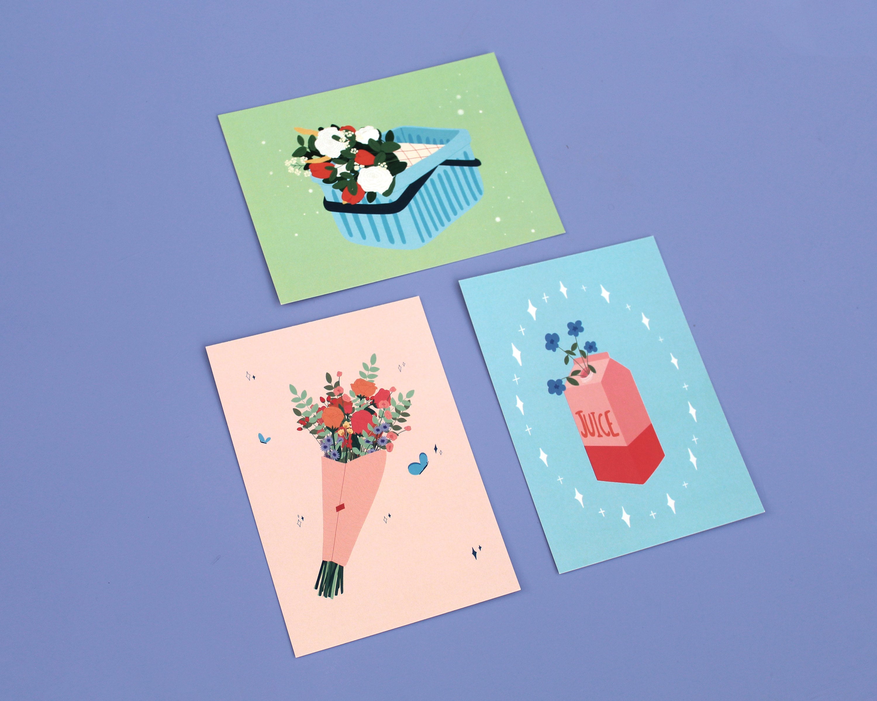 Pack of 3 I'll Bring You Flowers' Illustrated Etsy