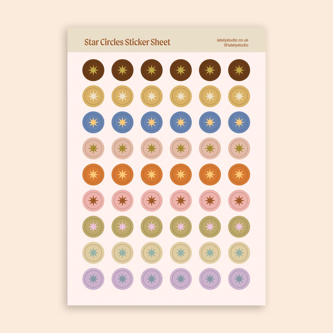 Star Circles Sticker Sheet - A5 Journalling Stickers for Scrapbooks ...
